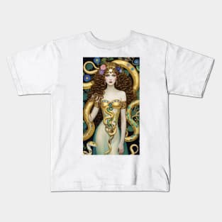 Gustav Klimt's Serpentine Elegance: Women with Graceful Snakes Kids T-Shirt